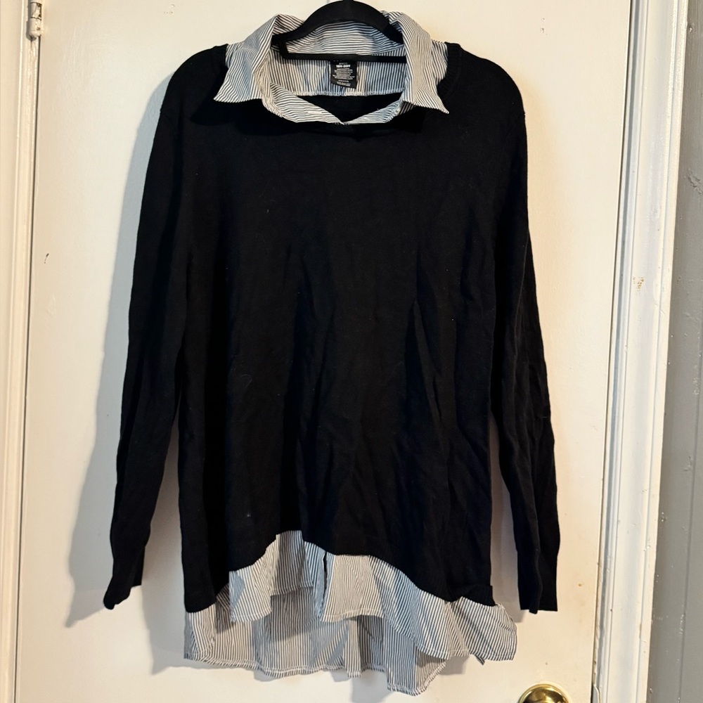 George Black and White Layered Sweater Cardigan